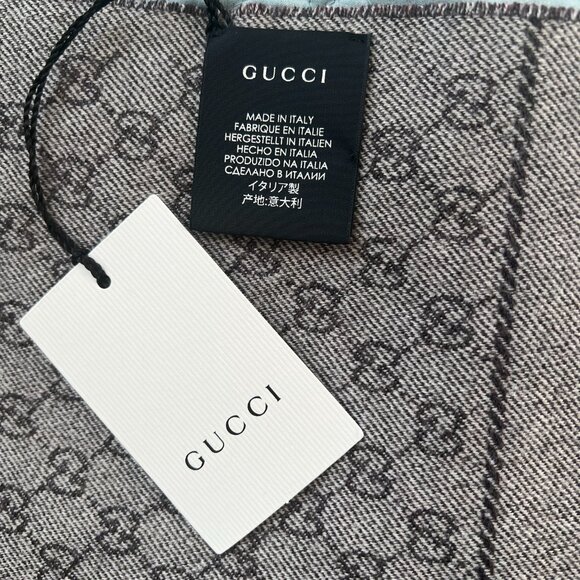 NEW Authentic Gucci GG Blooms Logo Reversible Monogram Wool Scarf w/ Box - Picture 5 of 7